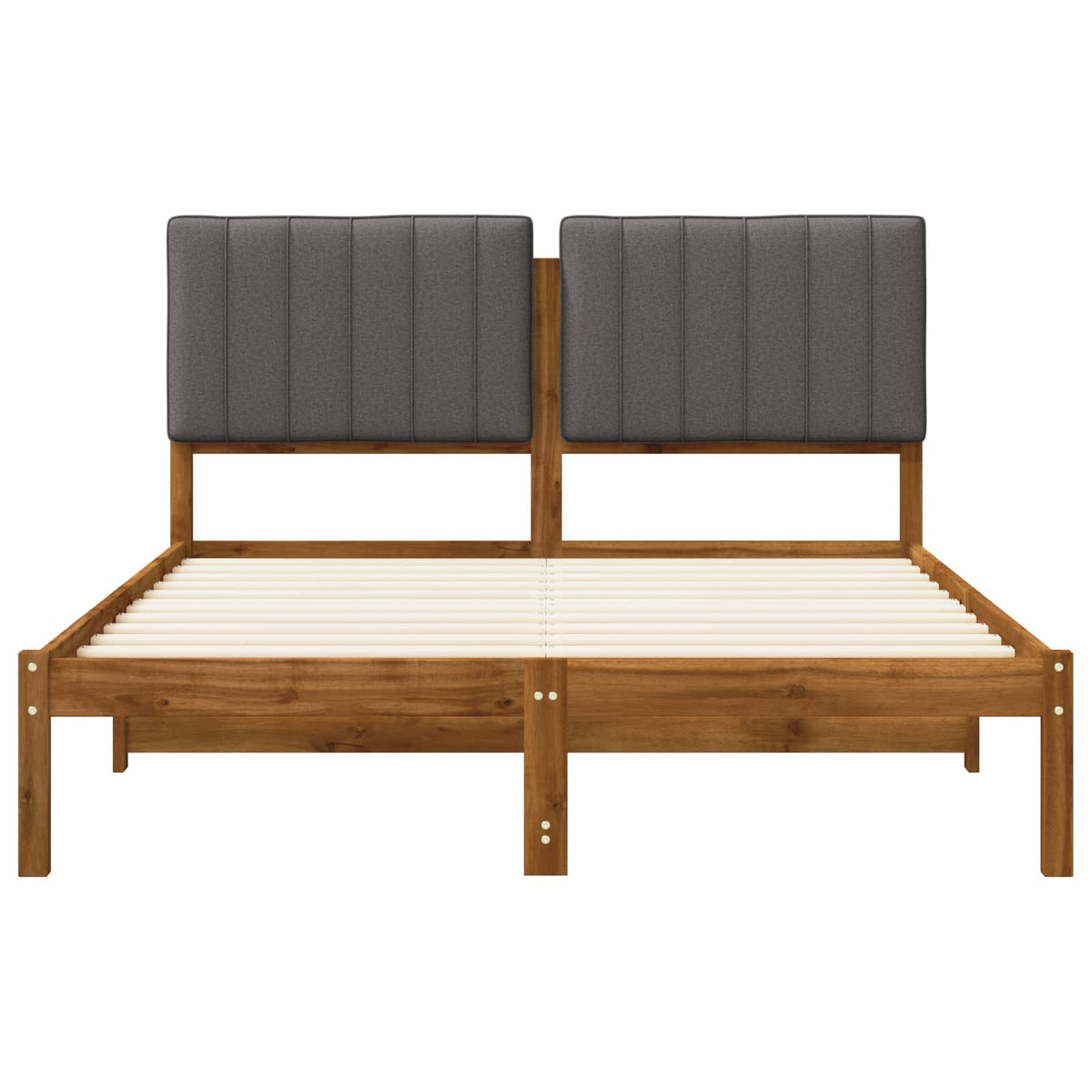 vidaXL Bed Frame with Upholstered Headboard Natural and Light Grey