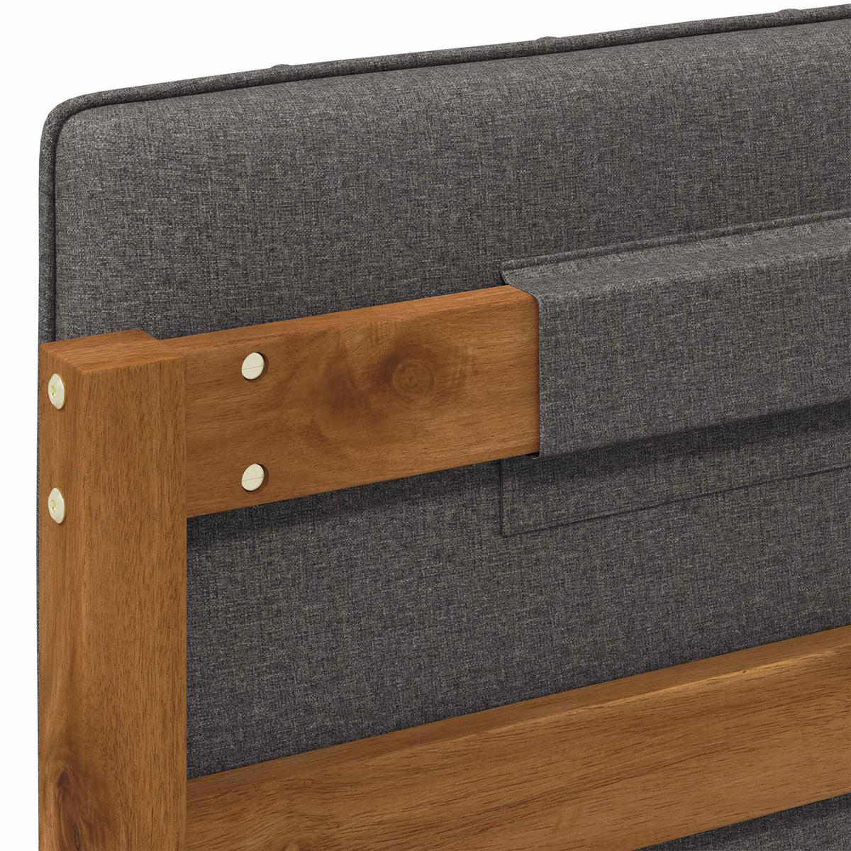 vidaXL Bed Frame with Upholstered Headboard Natural and Light Grey