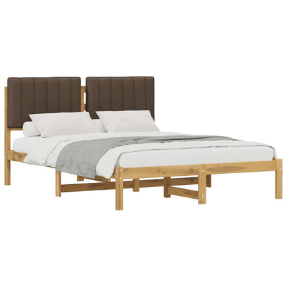 vidaXL Bed Frame with Upholstered Headboard Whitewash and Taupe