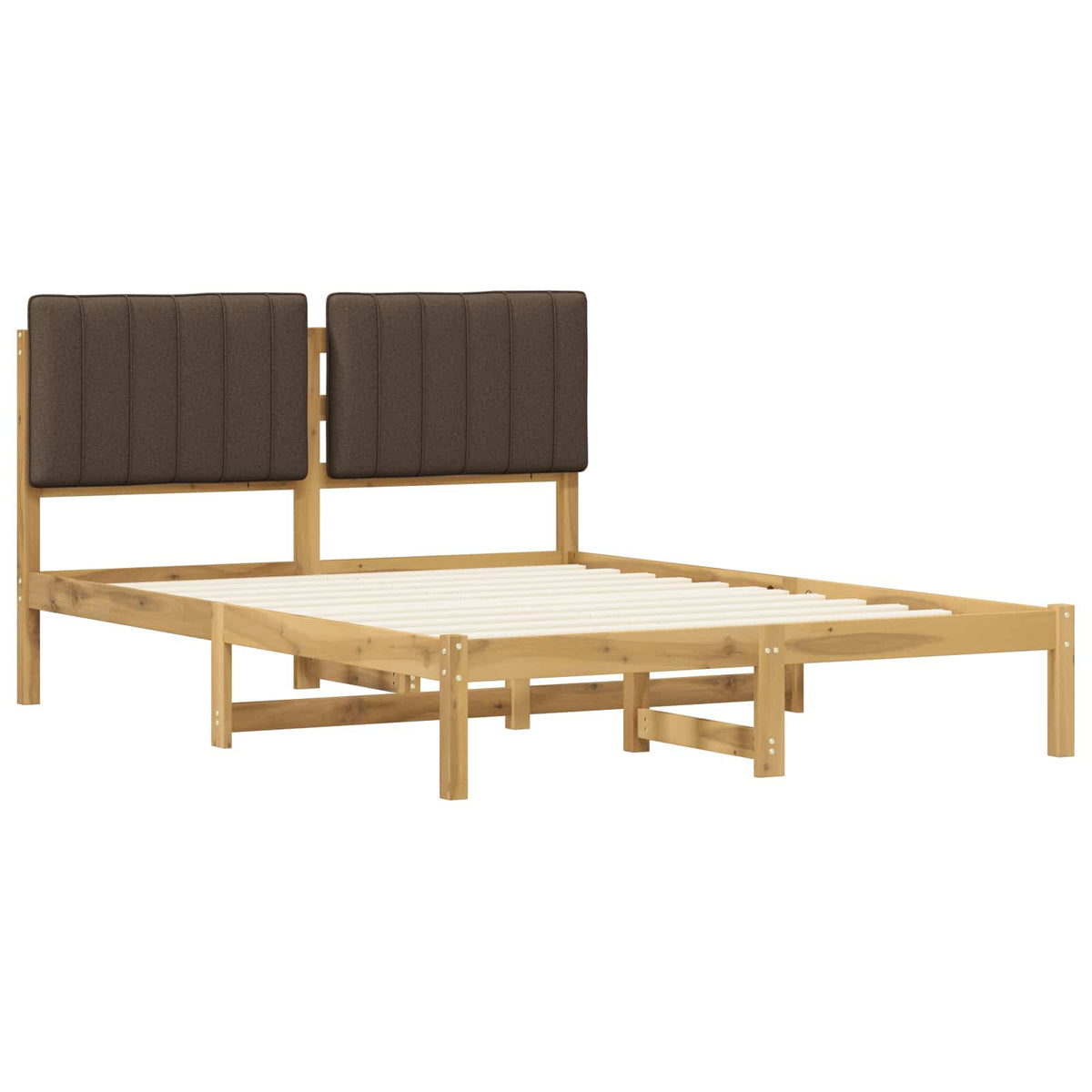 vidaXL Bed Frame with Upholstered Headboard Whitewash and Taupe