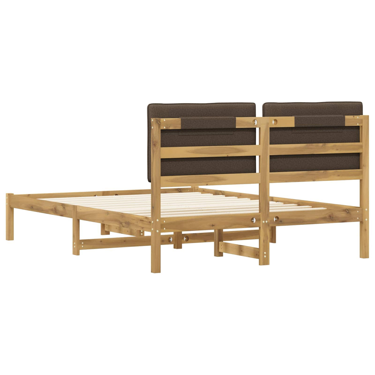 vidaXL Bed Frame with Upholstered Headboard Whitewash and Taupe