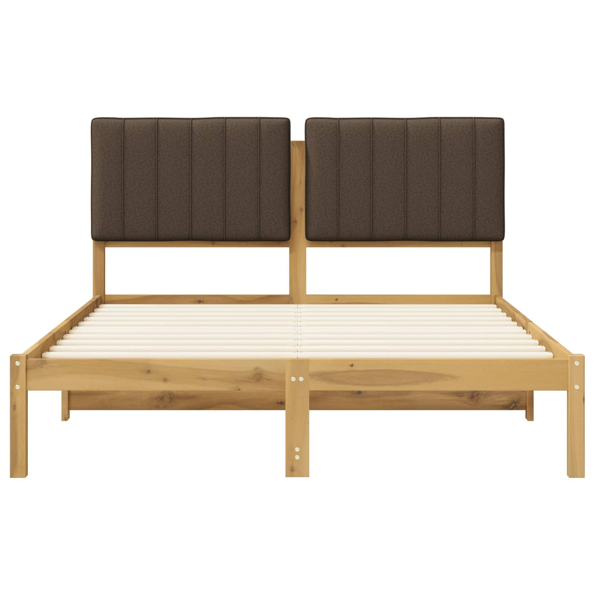 vidaXL Bed Frame with Upholstered Headboard Whitewash and Taupe