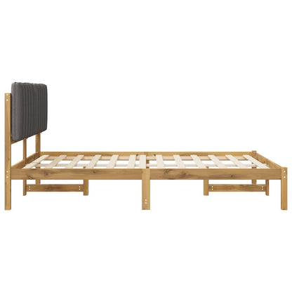 vidaXL Bed Frame with Upholstered Headboard Whitewash and Light Grey