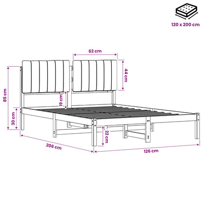 vidaXL Bed Frame with Upholstered Headboard Whitewash and Light Grey