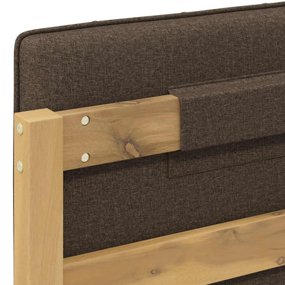 vidaXL Bed Frame with Upholstered Headboard Whitewash and Taupe