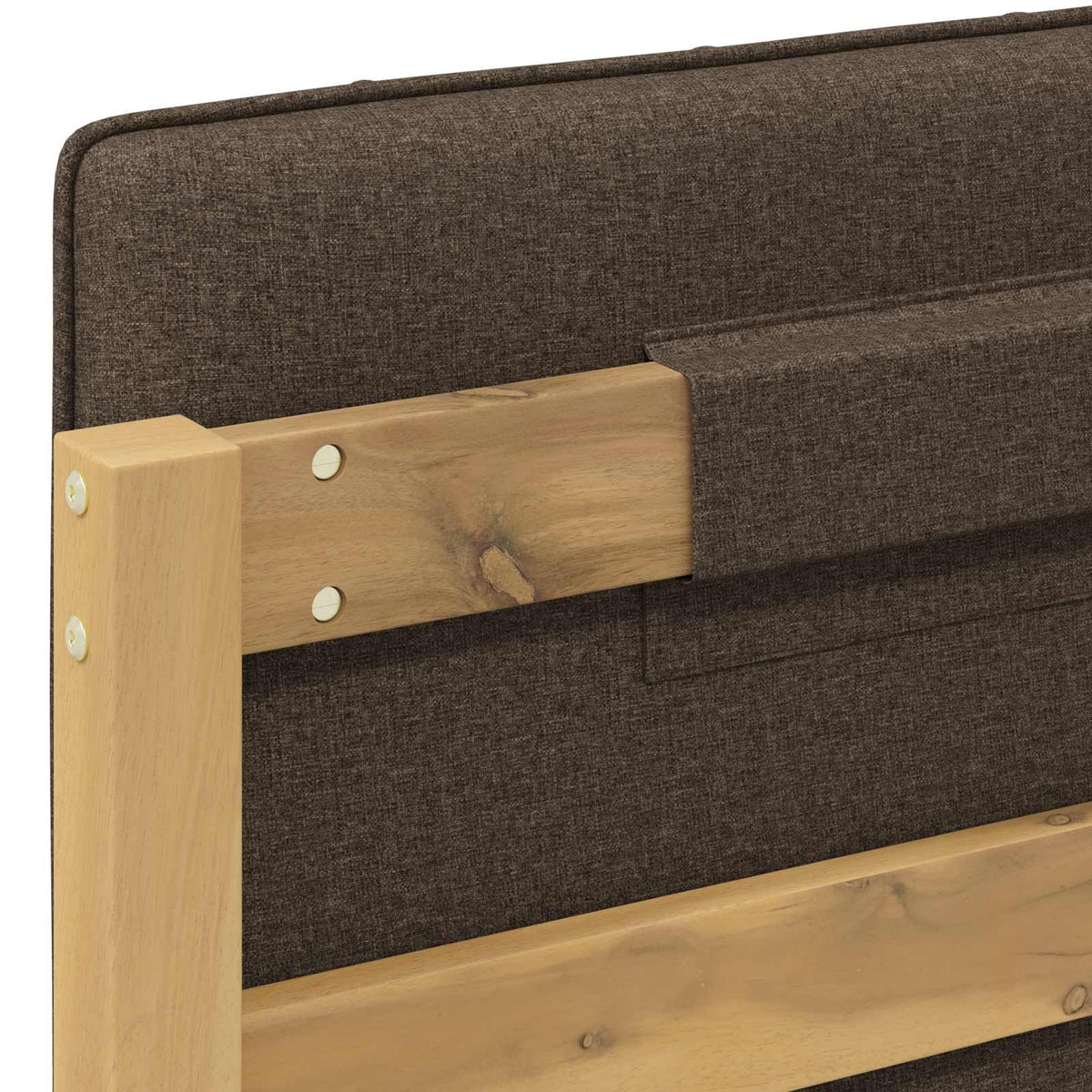 vidaXL Bed Frame with Upholstered Headboard Whitewash and Taupe