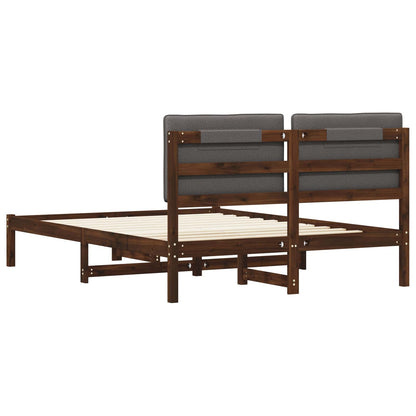 vidaXL Bed Frame with Upholstered Headboard Dark Brown and Light Grey