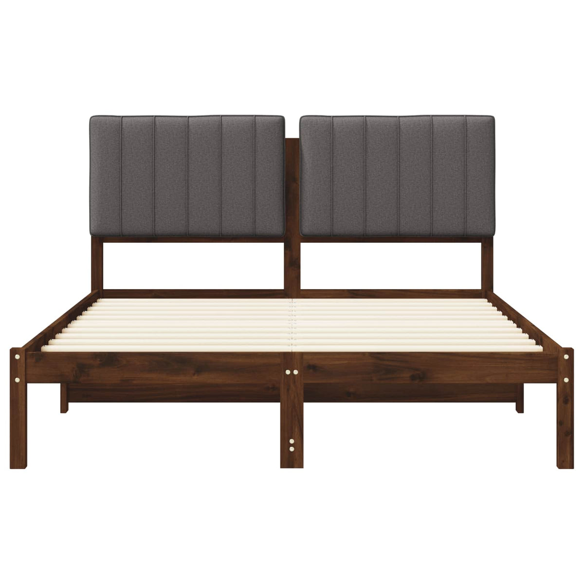 vidaXL Bed Frame with Upholstered Headboard Dark Brown and Light Grey