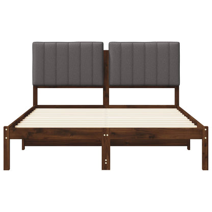 vidaXL Bed Frame with Upholstered Headboard Dark Brown and Light Grey