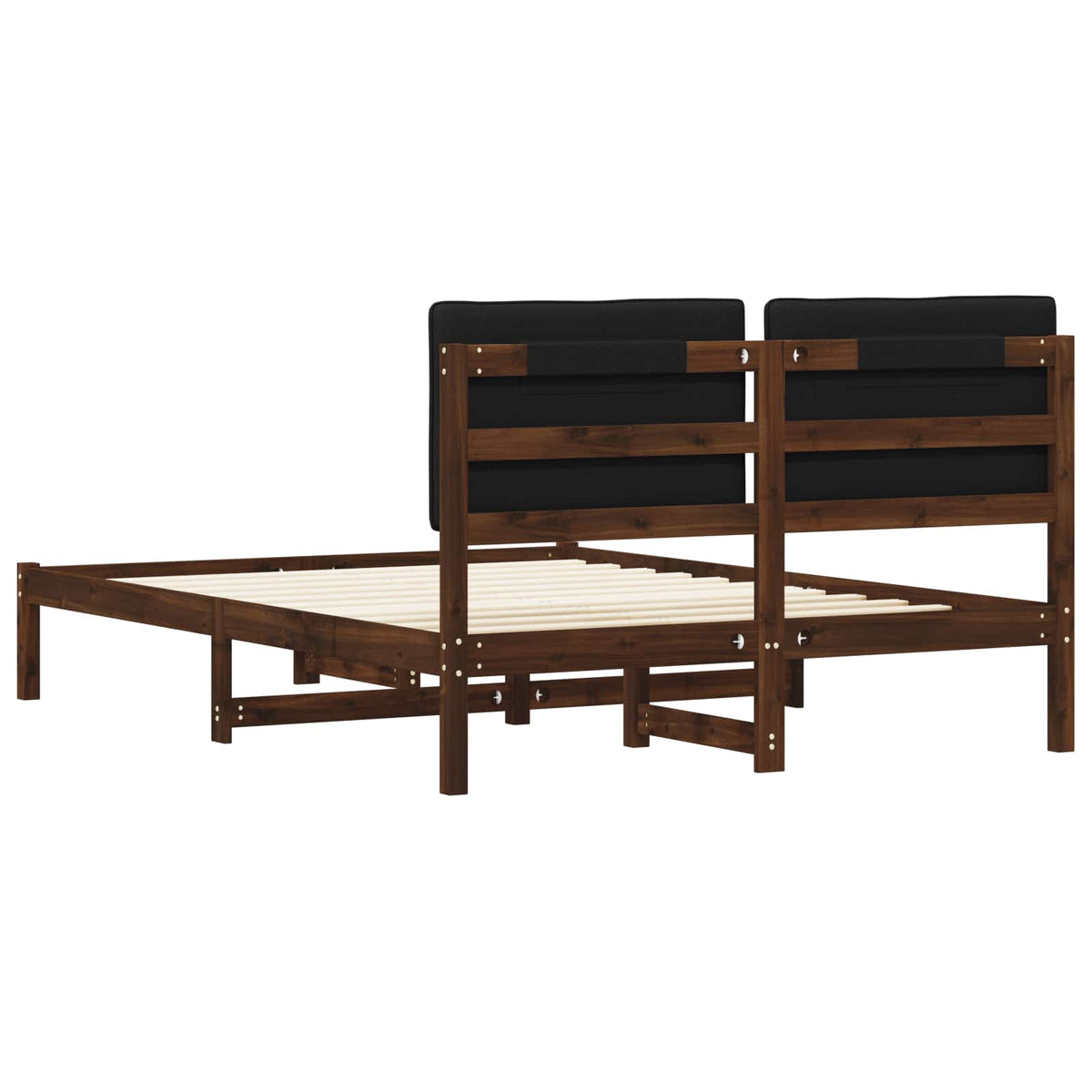 vidaXL Bed Frame with Upholstered Headboard Dark Brown and Black
