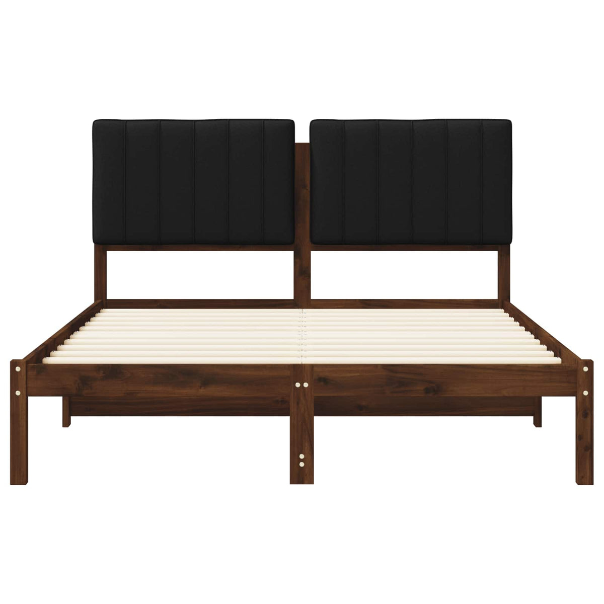 vidaXL Bed Frame with Upholstered Headboard Dark Brown and Black