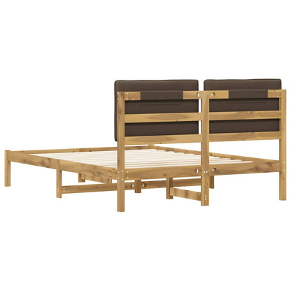 vidaXL Bed Frame with Upholstered Headboard Whitewash and Taupe