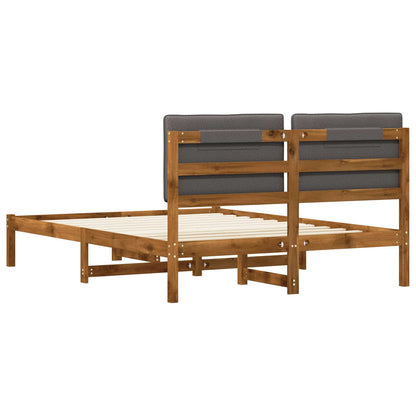 vidaXL Bed Frame with Upholstered Headboard Natural and Light Grey