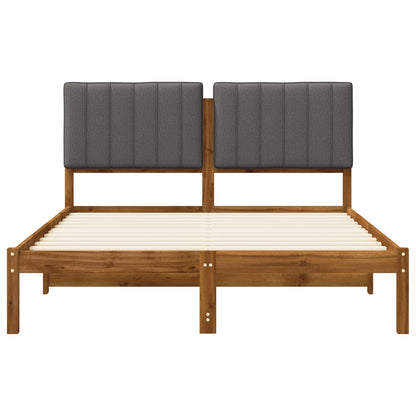 vidaXL Bed Frame with Upholstered Headboard Natural and Light Grey