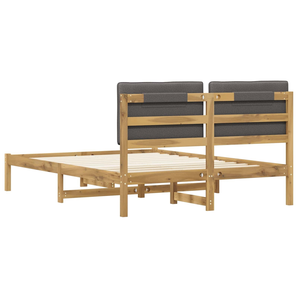 vidaXL Bed Frame with Upholstered Headboard Whitewash and Light Grey