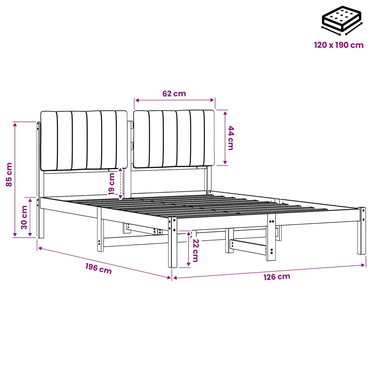 vidaXL Bed Frame with Upholstered Headboard Natural and Dark Grey