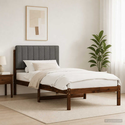 vidaXL Bed Frame with Upholstered Headboard Dark Brown and Light Grey