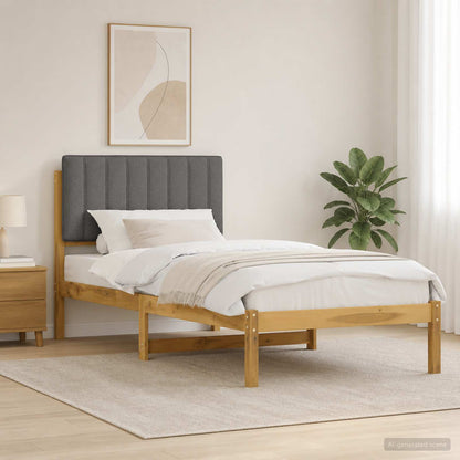 vidaXL Bed Frame with Upholstered Headboard Whitewash and Light Grey