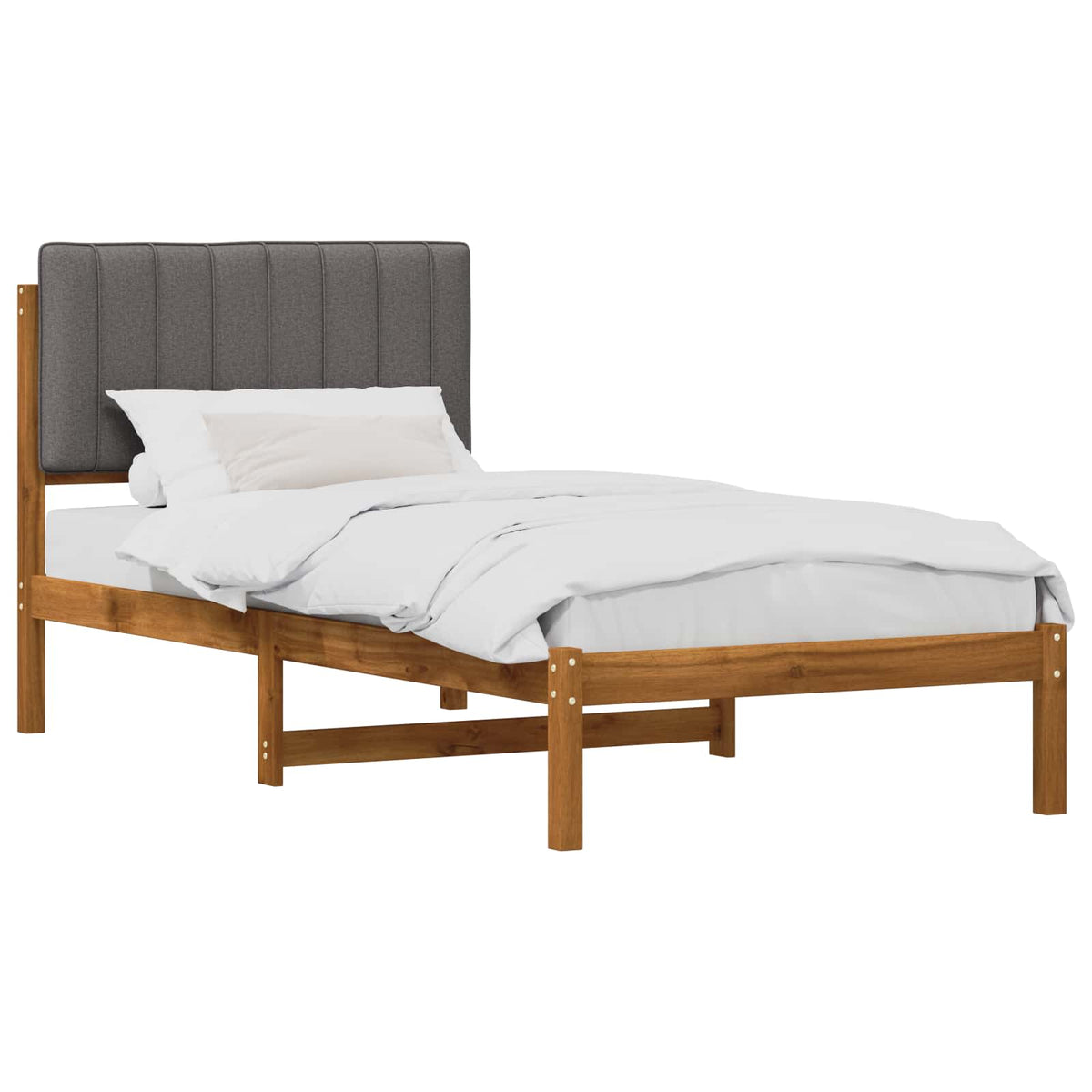 vidaXL Bed Frame with Upholstered Headboard Natural and Light Grey