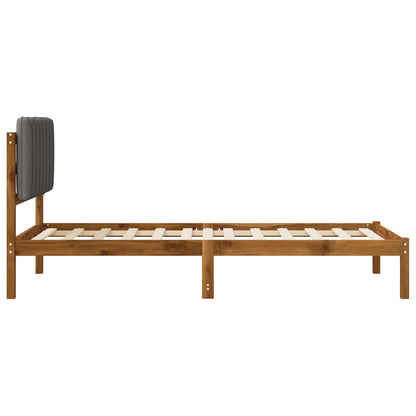vidaXL Bed Frame with Upholstered Headboard Natural and Light Grey
