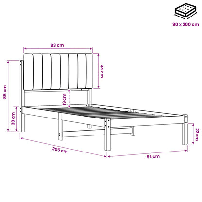 vidaXL Bed Frame with Upholstered Headboard Whitewash and Light Grey