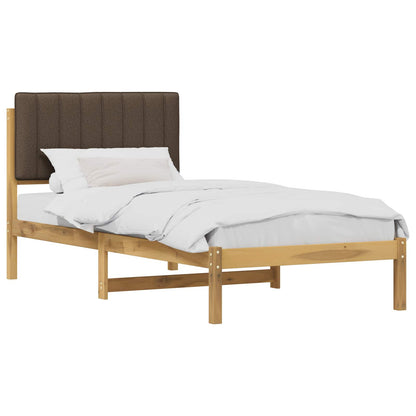 vidaXL Bed Frame with Upholstered Headboard Whitewash and Taupe