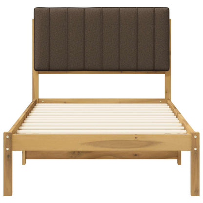 vidaXL Bed Frame with Upholstered Headboard Whitewash and Taupe
