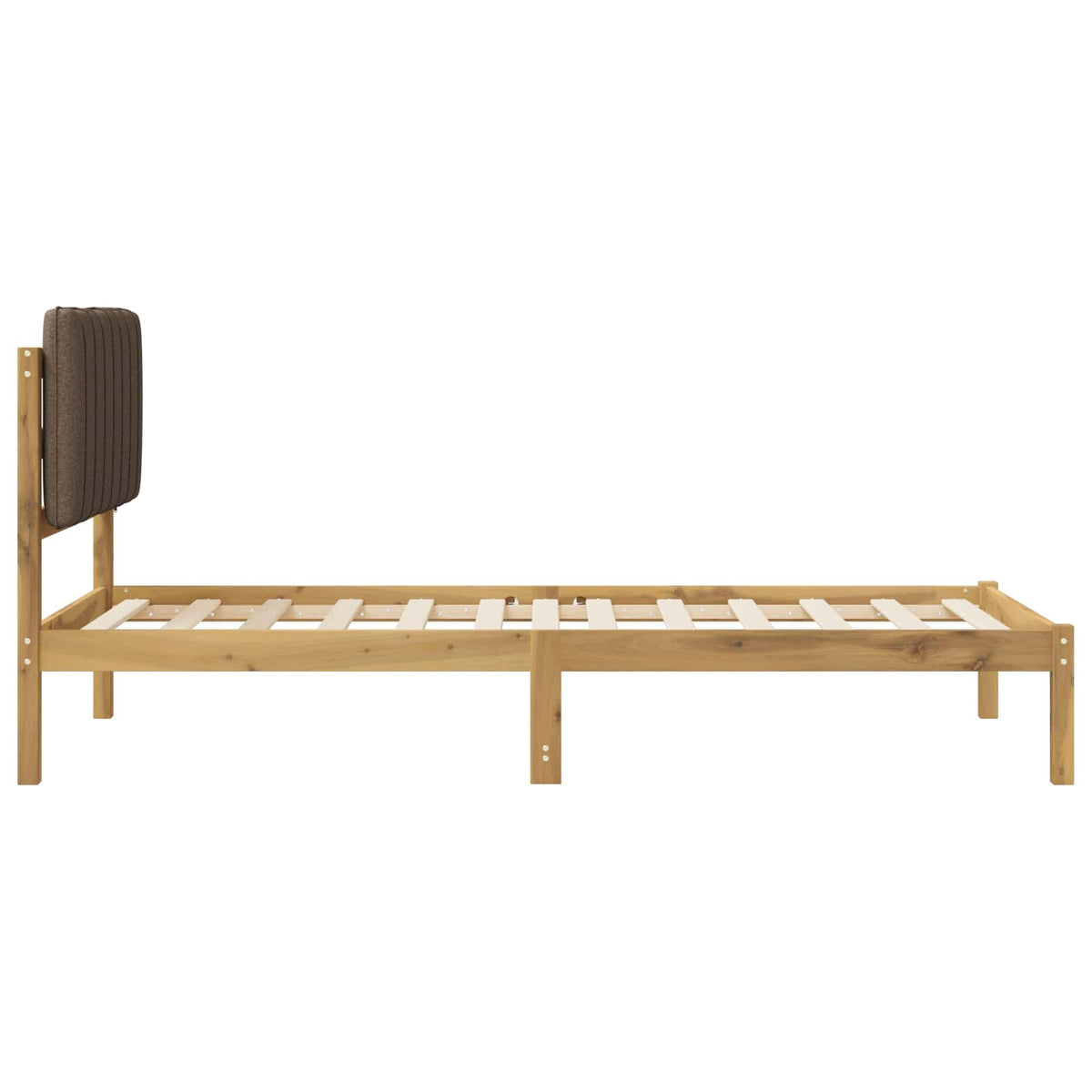 vidaXL Bed Frame with Upholstered Headboard Whitewash and Taupe