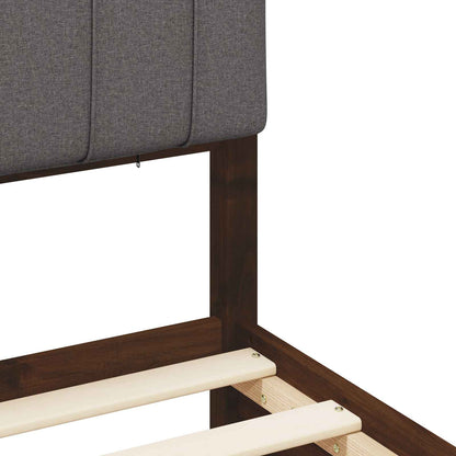 vidaXL Bed Frame with Upholstered Headboard Dark Brown and Light Grey