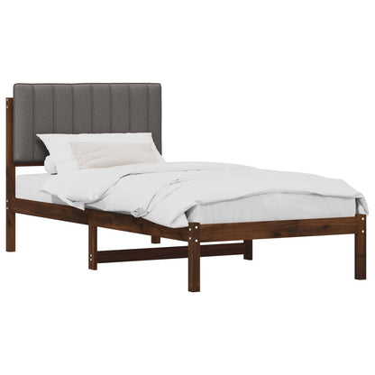 vidaXL Bed Frame with Upholstered Headboard Dark Brown and Light Grey