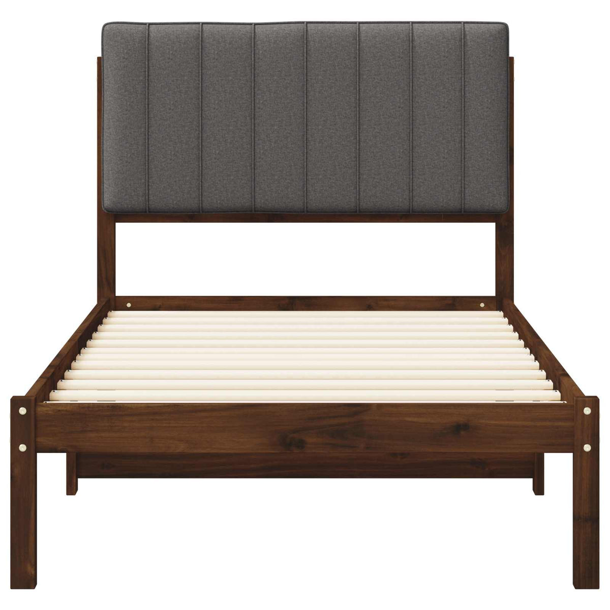vidaXL Bed Frame with Upholstered Headboard Dark Brown and Light Grey