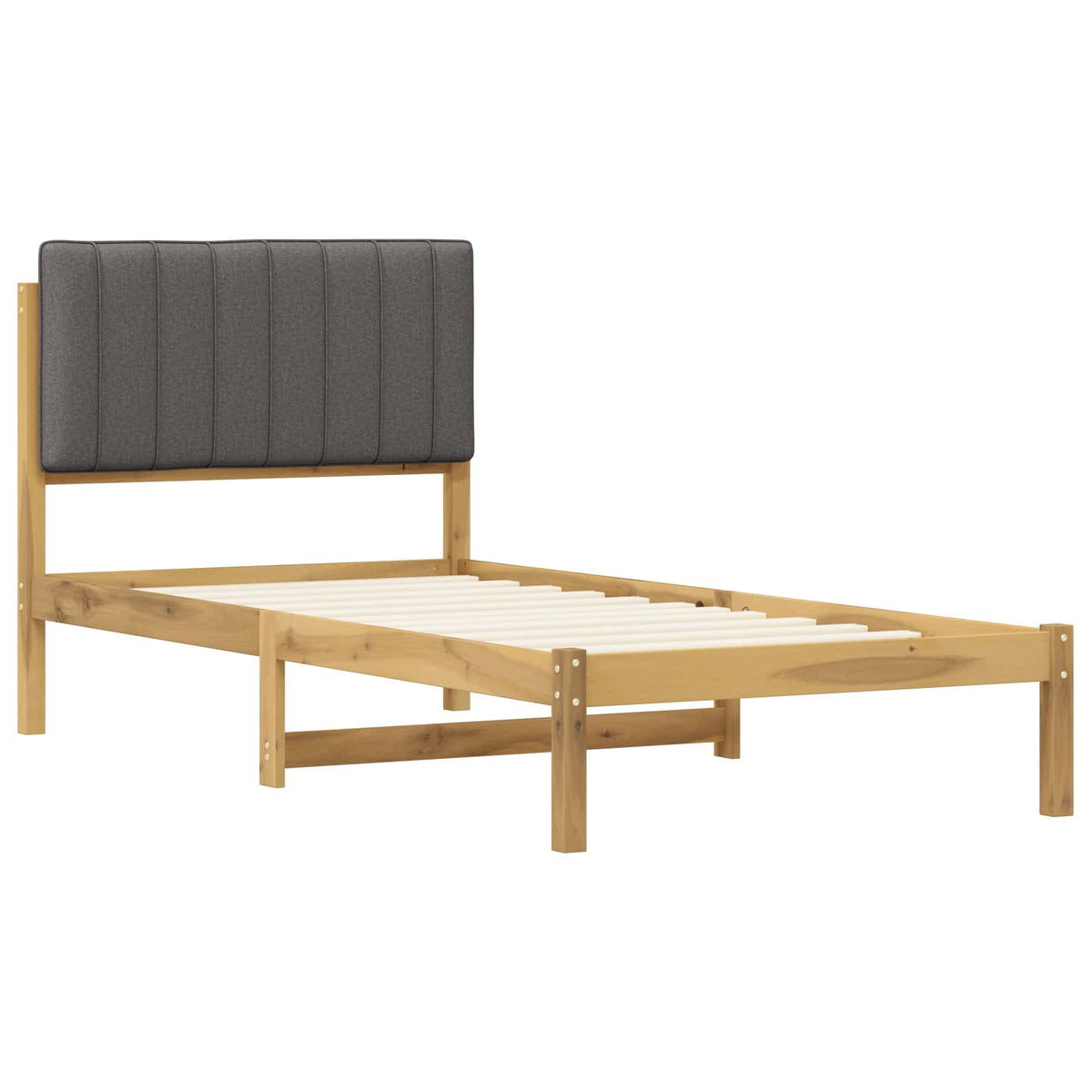 vidaXL Bed Frame with Upholstered Headboard Whitewash and Light Grey