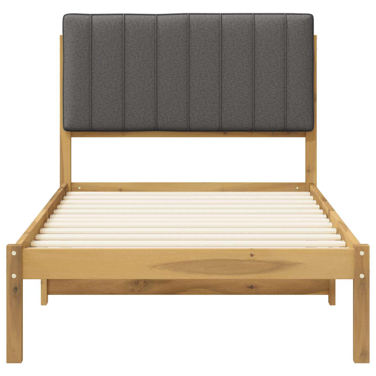 vidaXL Bed Frame with Upholstered Headboard Whitewash and Light Grey