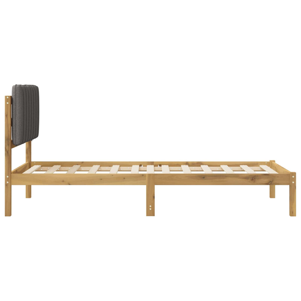 vidaXL Bed Frame with Upholstered Headboard Whitewash and Light Grey