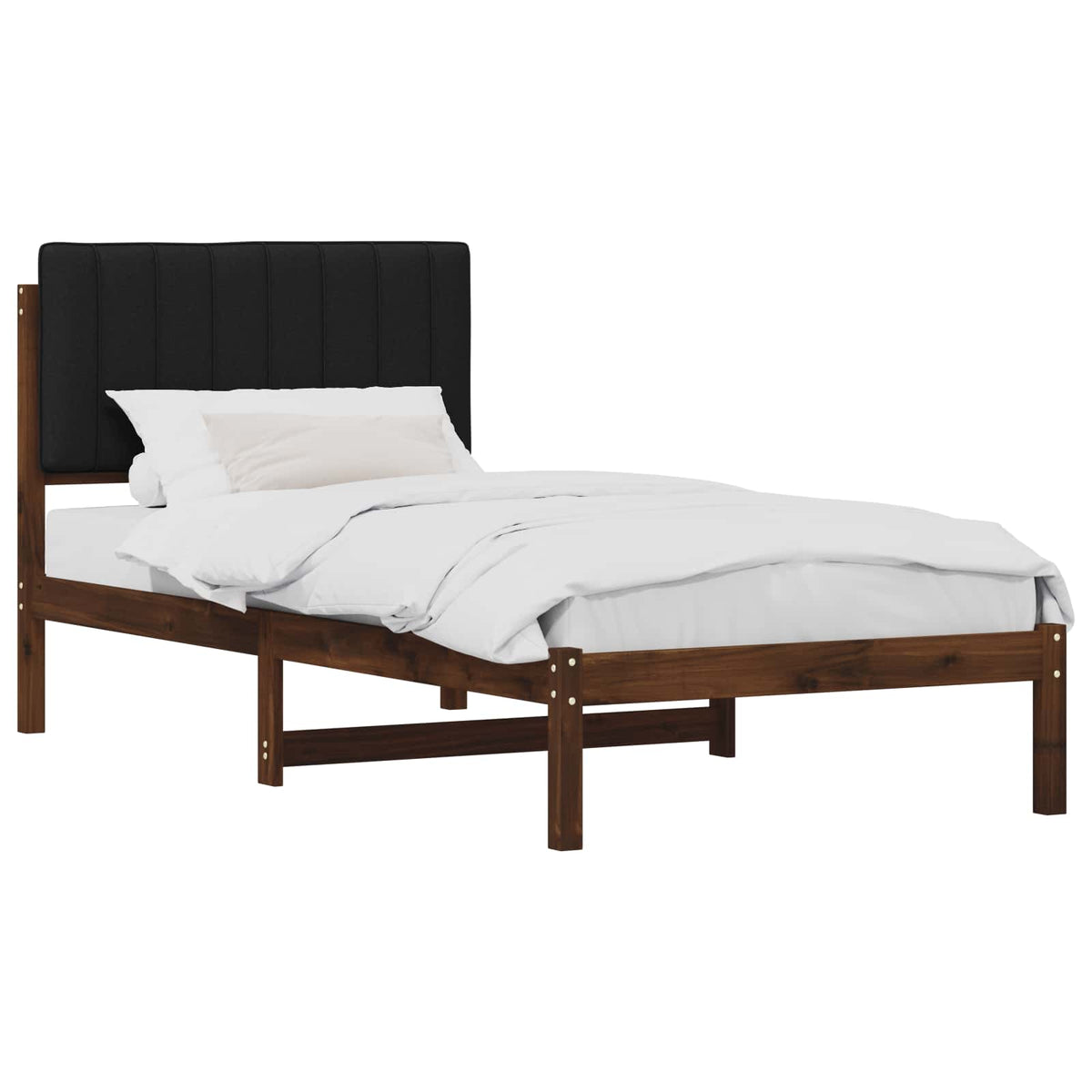 vidaXL Bed Frame with Upholstered Headboard Dark Brown and Black