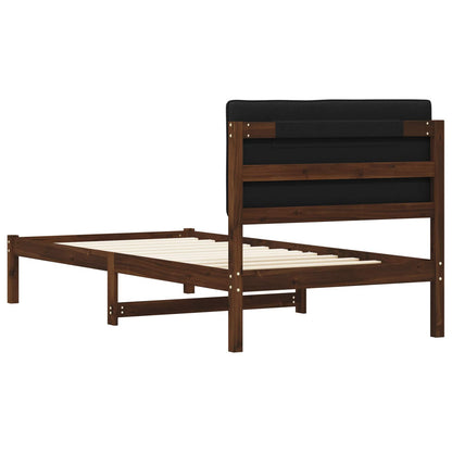 vidaXL Bed Frame with Upholstered Headboard Dark Brown and Black