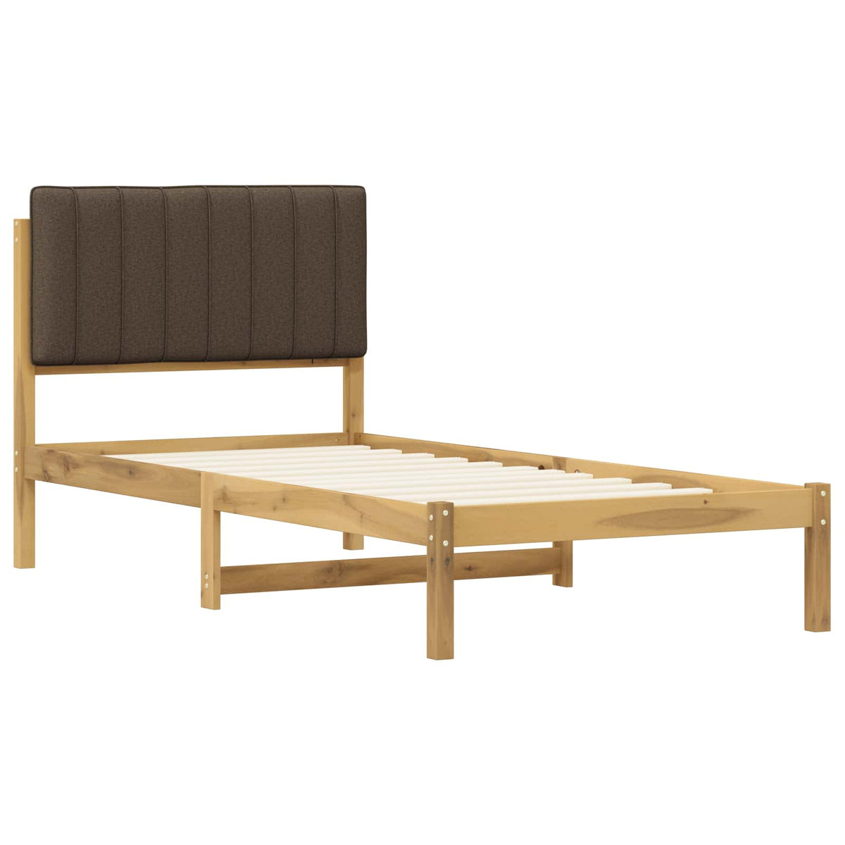 vidaXL Bed Frame with Upholstered Headboard Whitewash and Taupe