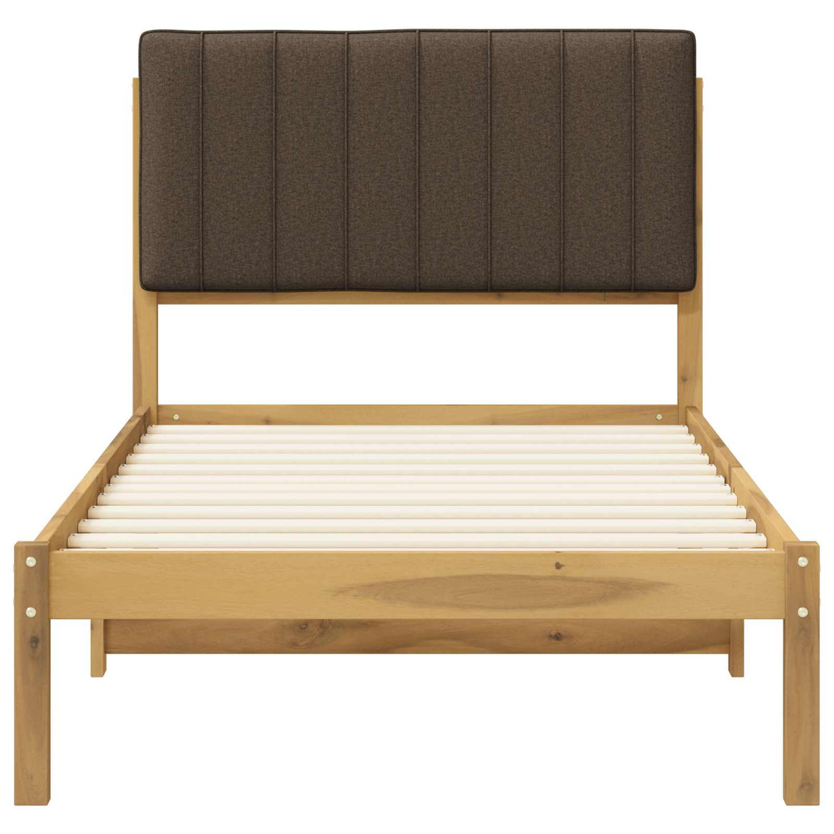vidaXL Bed Frame with Upholstered Headboard Whitewash and Taupe