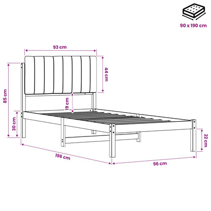 vidaXL Bed Frame with Upholstered Headboard Whitewash and Taupe