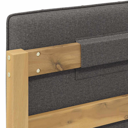 vidaXL Bed Frame with Upholstered Headboard Whitewash and Light Grey