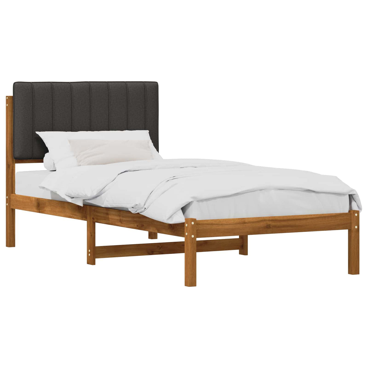 vidaXL Bed Frame with Upholstered Headboard Natural and Dark Grey