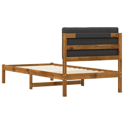 vidaXL Bed Frame with Upholstered Headboard Natural and Dark Grey