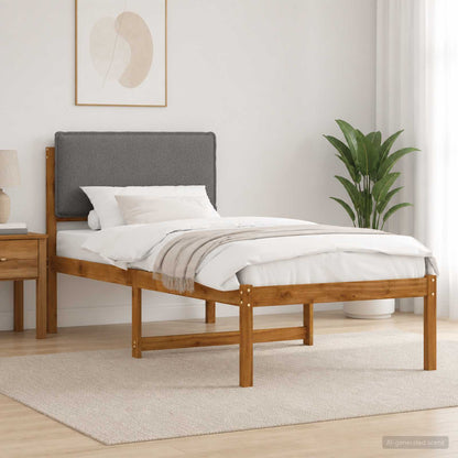 vidaXL Bed Frame with Upholstered Headboard Natural and Light Grey