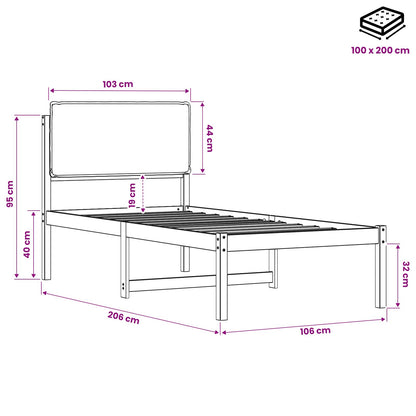 vidaXL Bed Frame with Upholstered Headboard Natural and Light Grey