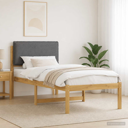vidaXL Bed Frame with Upholstered Headboard Whitewash and Light Grey
