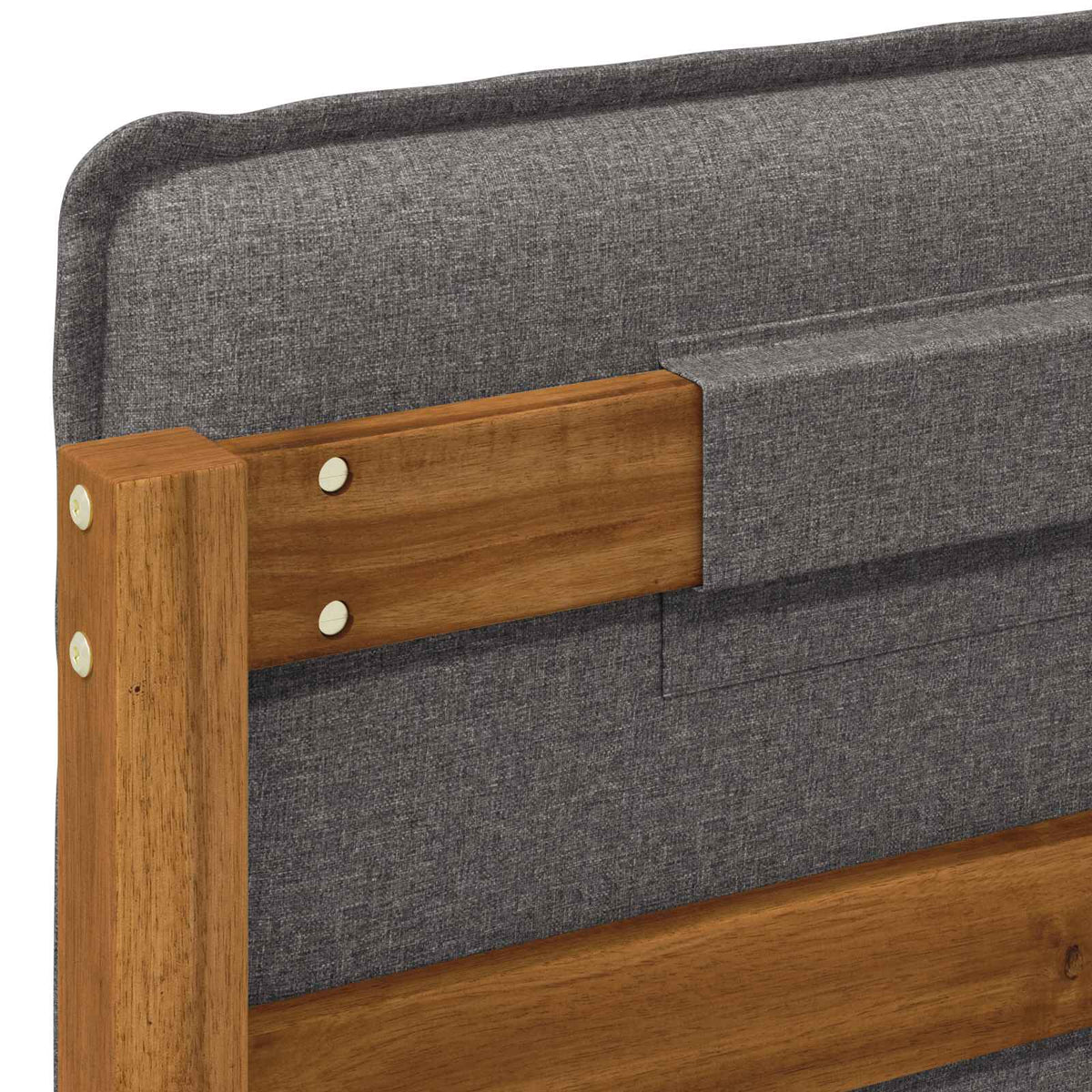 vidaXL Bed Frame with Upholstered Headboard Natural and Light Grey