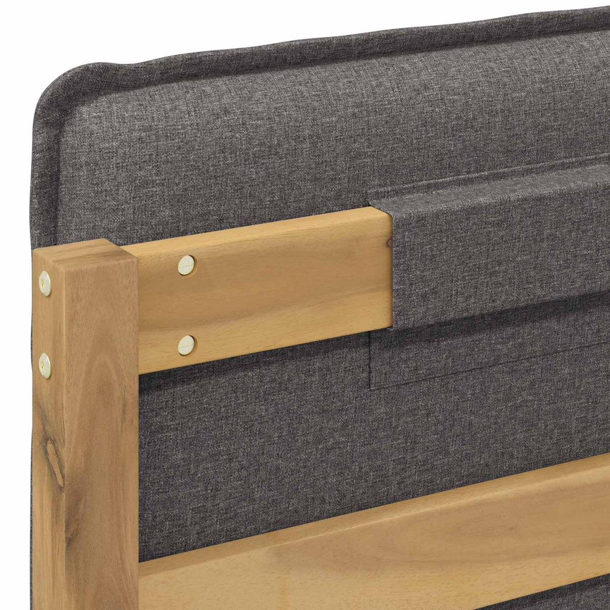 vidaXL Bed Frame with Upholstered Headboard Whitewash and Light Grey