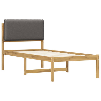 vidaXL Bed Frame with Upholstered Headboard Whitewash and Light Grey