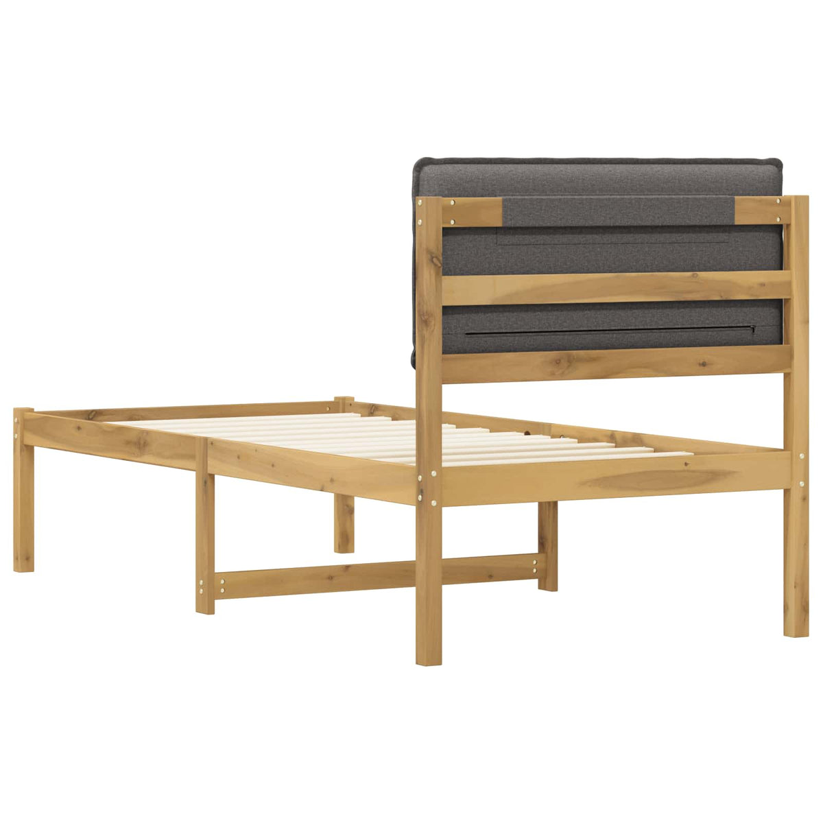 vidaXL Bed Frame with Upholstered Headboard Whitewash and Light Grey