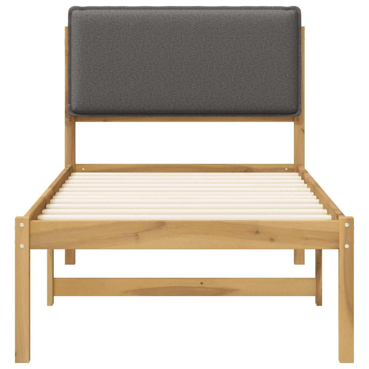 vidaXL Bed Frame with Upholstered Headboard Whitewash and Light Grey